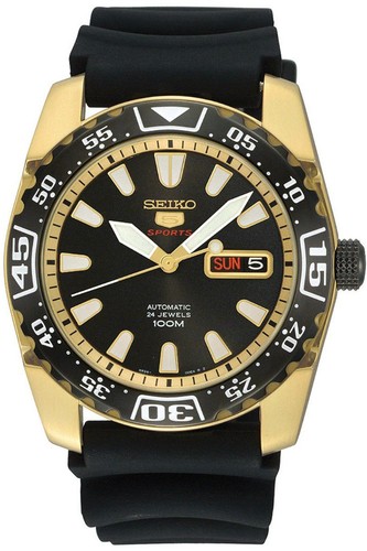 Watch Seiko 5 Sports Wrist Men Automatic Rubber Black Gold COD: srp170k1 |  eBay
