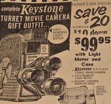 Vintage Advertisement,WA,1958, Keystone Turret Movie Camera For Father's Day