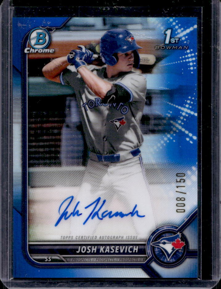 2022 Bowman Chrome Draft Josh Kasevich 1st Prospect Blue Refractor Auto #8/150
