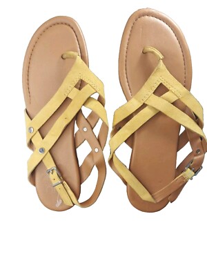 Franco Sarto Gretchen Yellow Leather Sandals Size