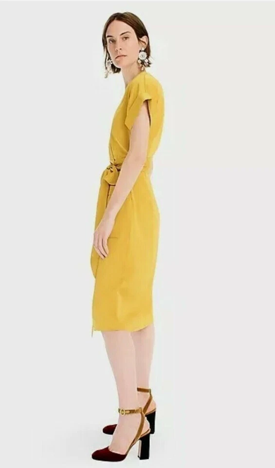 RSVP $178 | J. Crew | Manga Curta, Bolsos, Vestido Wrap | Amarelo | Tamanho XS - Imagem 4 de 4