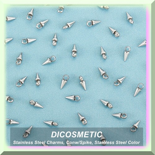 100Pcs Stainless Steel Cone Charms for DIY Jewelry Making with Short Spike Penda - Picture 5 of 7