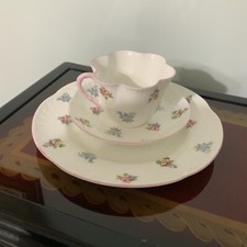 VTG Crown Staffordshire  Royal Bouquet  Teacup Saucer and Dessert Plate Trio