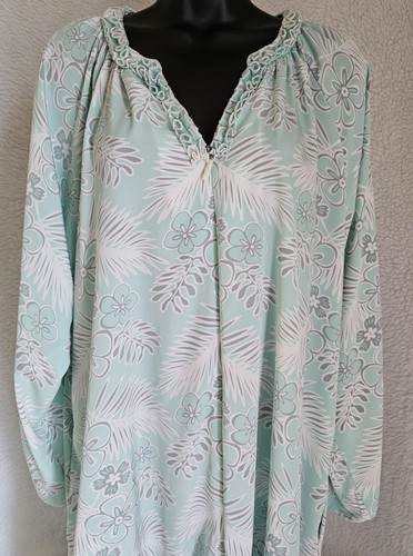 Oscor de la Renta Nightgown Gown Dress Size L Womens Green White Floral - Picture 1 of 24