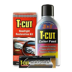 T-Cut Colour Fast Polish Wax + Scratch Remover Set - Headlight Restorer Silver