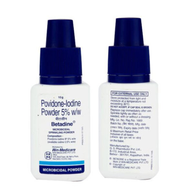 2 x Betadine Powder 10g   Antiseptic Wound Care with Povidone Iodine
