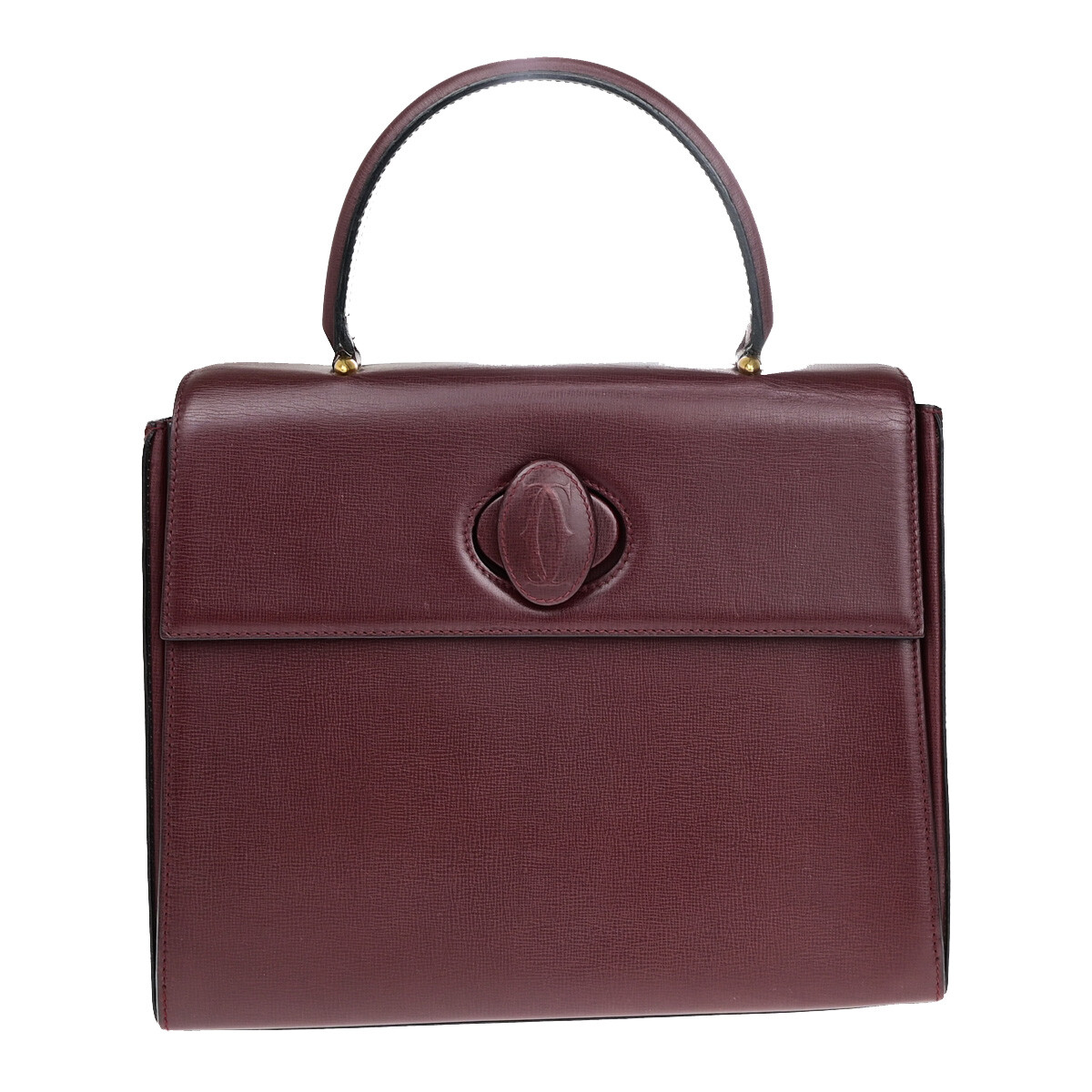 ◆VINTAGE◆【Cartier】2C C*ドゥ*ラージ MUST DE CARTIER 2C Logo Hand Bag Leather Bordeaux GHW Spain