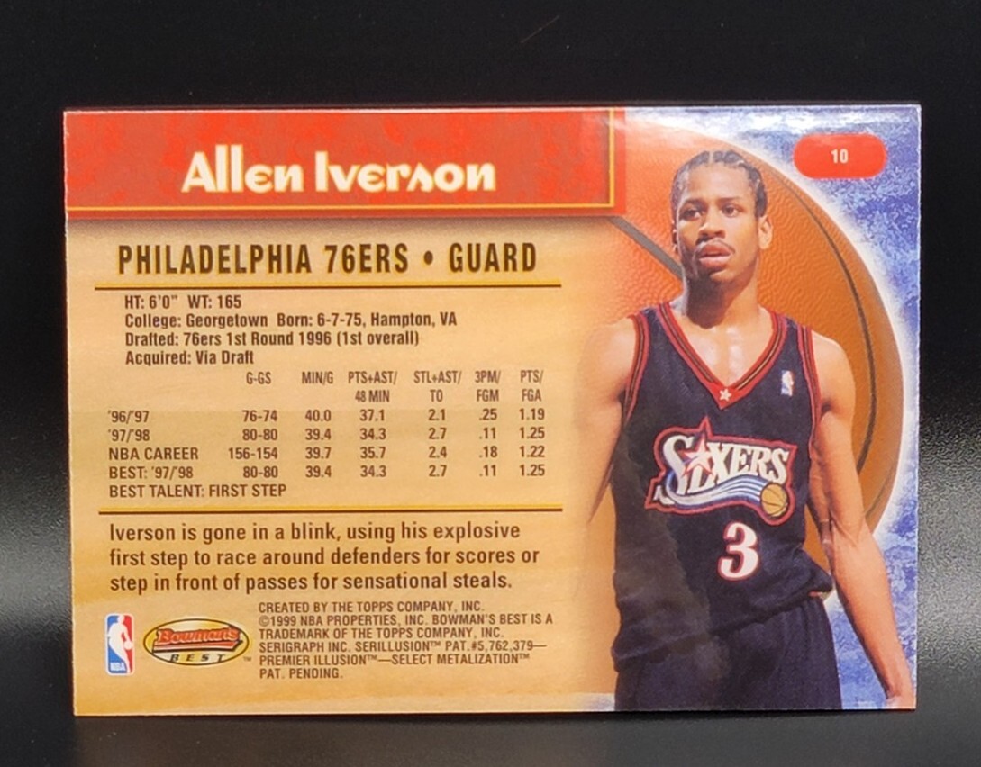 Allen Iverson 1999 Bowman's Best #10 Basketball Card | eBay