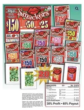Pull Tab Ticket - Hard Card Tickets - Game - Smackers 240 ct