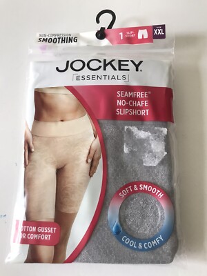 jockey under dress shorts WOMEN'S JOCKEY GREY SEAM FREE NO CHAFE NON COMPRESSION SLIP SHORT SIZE XXL  NWT