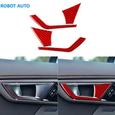 For Jaguar F-Type 2014-24 Red Carbon Fiber Interior Door Handle Panel Cover Trim
