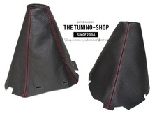 SCHALTSACK+HANDBREMSMANSCHETTE FÜR NISSAN PATHFINDER R51 05-09 LEDER NAHT ROT