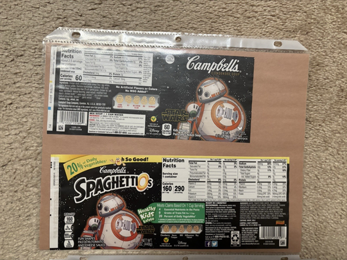 10 ETICHETTE LATTINE ZUPPA E SPAGHETTI STAR WARS SOLO - Foto 4 di 7
