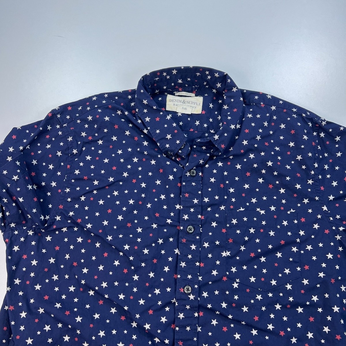 Denim & Supply Ralph Lauren Button Down Shirt Mens Large Navy Blue