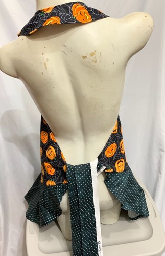 Handmade Fall Halloween Apron Pumpkins Vintage Pattern Used New Retro - Picture 3 of 8