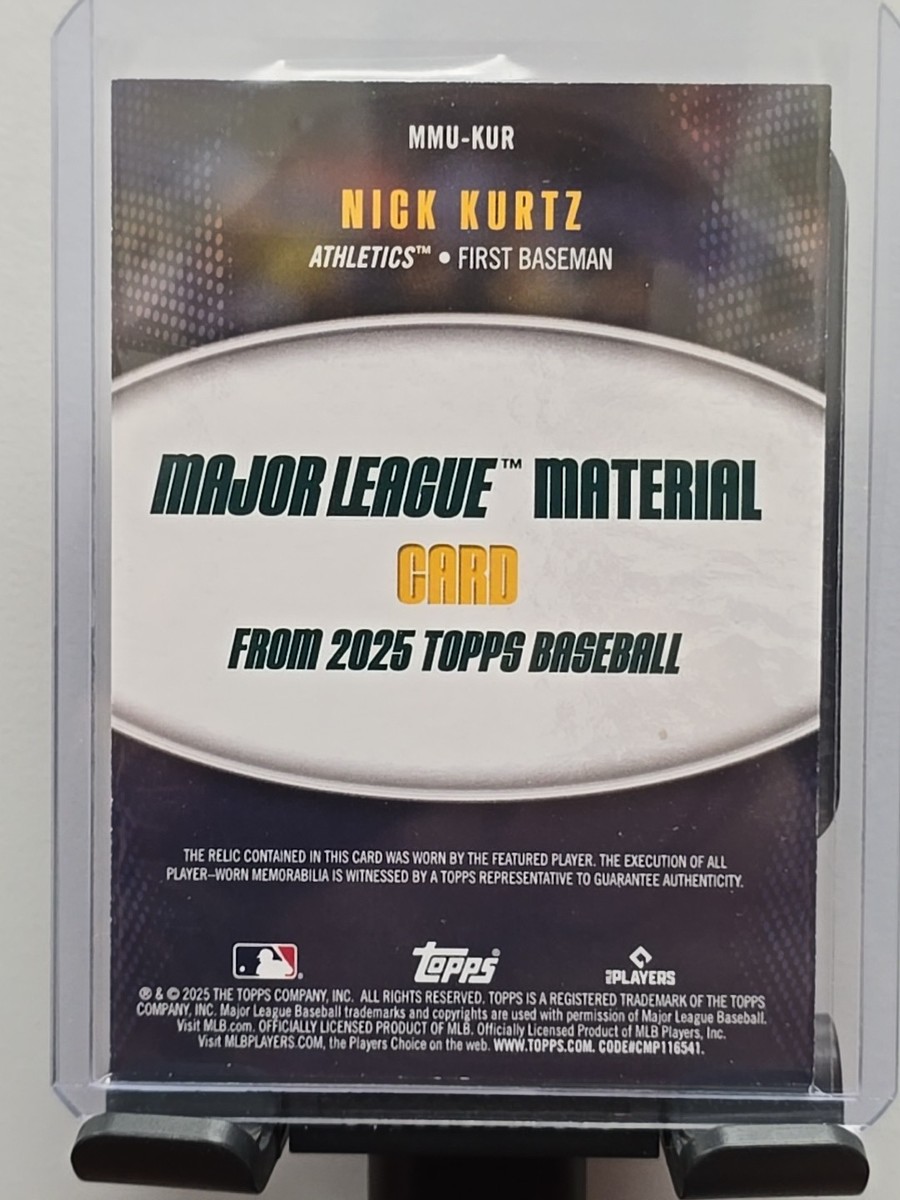 2025 Topps Update Major League Materials #MMU-KUR Nick Kurtz RC