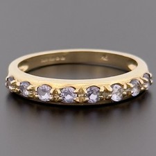 9ct Yellow Gold Tanzanite Eternity Band Ring Size N Hallmarked