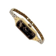 Seiko 1520-366G Ladies Manual Wind Slim Cut Crystal Tank Gold Dress Watch 1970s