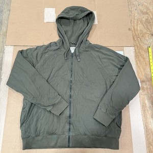 L.L.Bean Quilted Insulated Hoodie Jacket Mens Large Green Full Zip Cotton