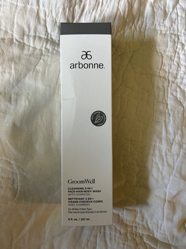 Arbonne Groom Well 3-in-1 Face and Hair Body Wash With Charcoal, 8 Oz, New