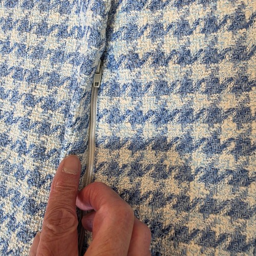 Zara Houndstooth High Waist Shorts Blue White Large Retro Chic Blue White New - Picture 7 of 17