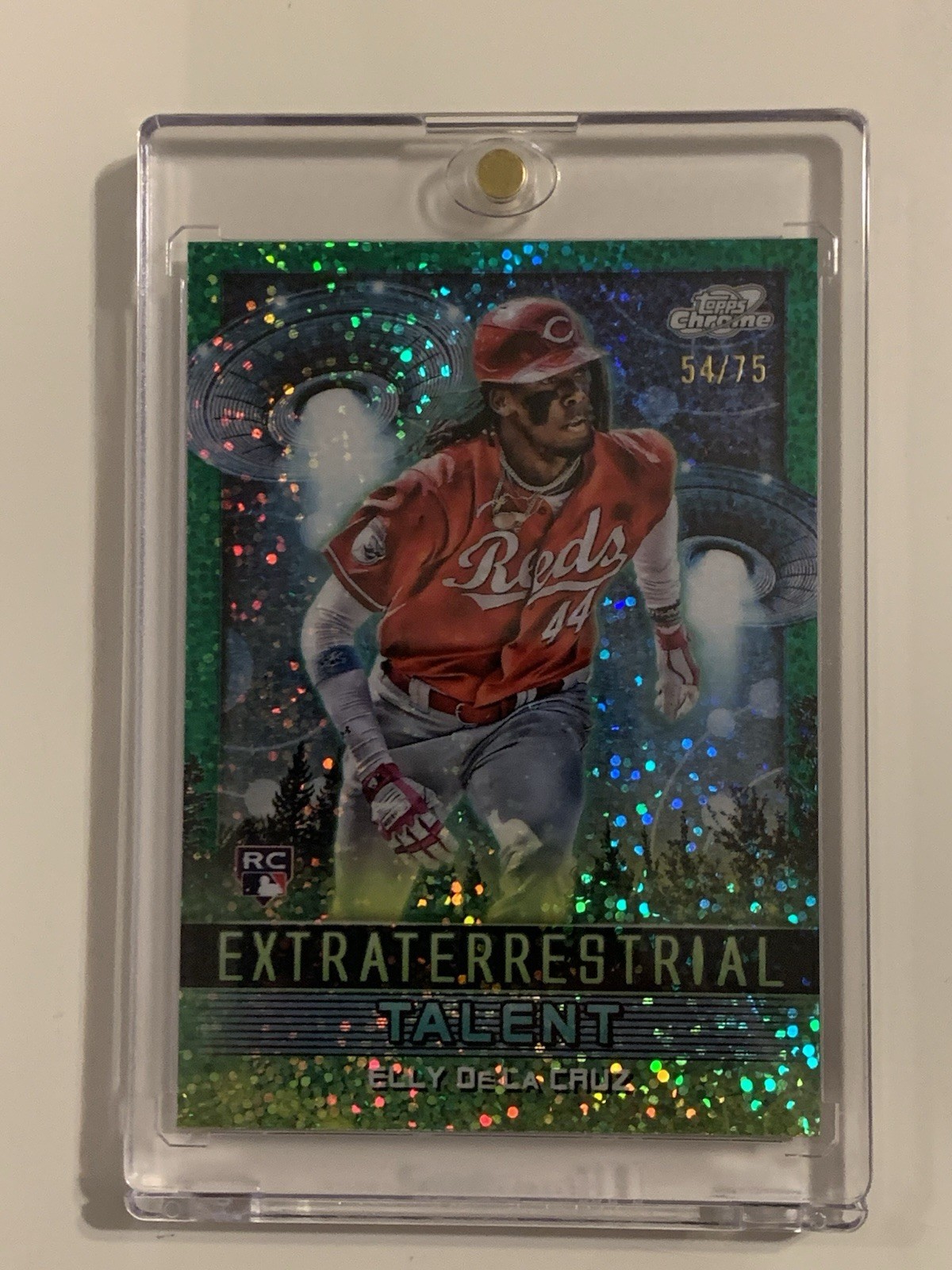 2024 Topps Chrome Cosmic Baseball Elly De La Cruz RC Green Sparkle 54/75