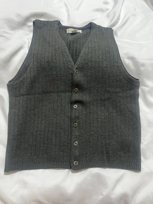 Banana Republic Quiet Luxury 100% Merino Wool Old Money Vest Size M Green- Gray