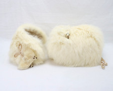 Vintage 1950s Child  s Faux Fur Hand Muff  Hat Set Winter Girls Accessory