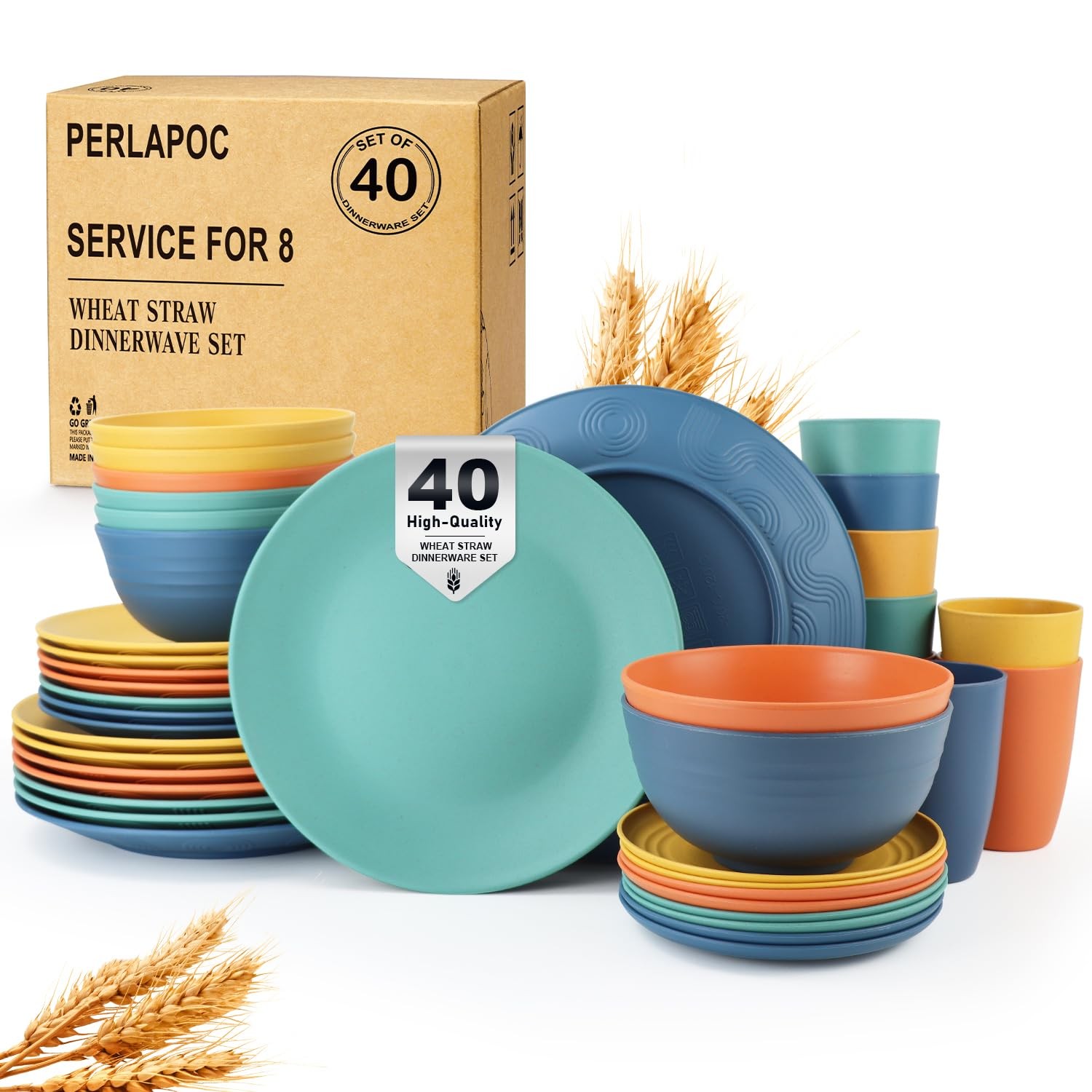 40 Pcs - Service For 8 40 Pcs, Multicolor