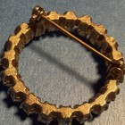 Gold Tone Round Wreath Brooch Pin w/ White Imitation Pearls & Crystal vintage — photo 6