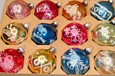 Lot VTG Glass Pictured CINDERELLA Carriage NOEL CANDLE Christmas Ornaments USA