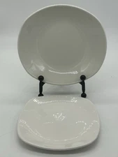 Steelite White 7” Square Plate w/ Rounded Corners, 8” Low Sided Bowl - England