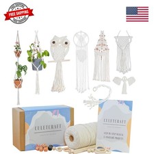 Macrame Kit for Beginners 153pc, 15 Projects Book, 164yd Cotton Macrame Cord,...