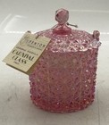 Vintage Fenton 4" Handmade Pink Iridescent Carnival Glass Candy Dish w/ Lid NWT