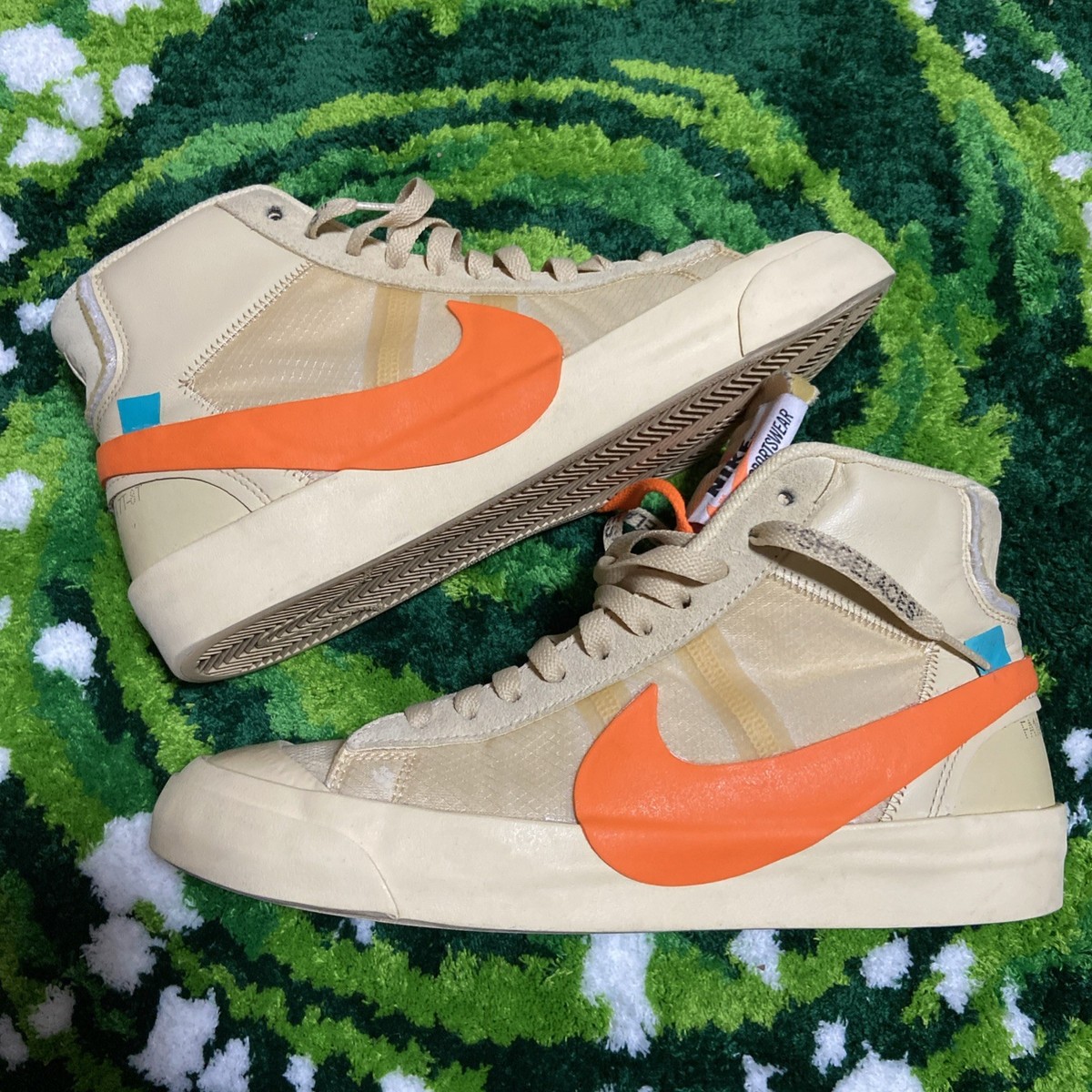 Size 8 Preowned Nike Blazer Mid Off-White Hallow Eve AA3832-700 | eBay