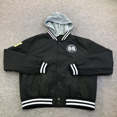 Aeropostale Jacket Kids Medium Black SpongeBob Varsity Hooded Snap Front Graphic