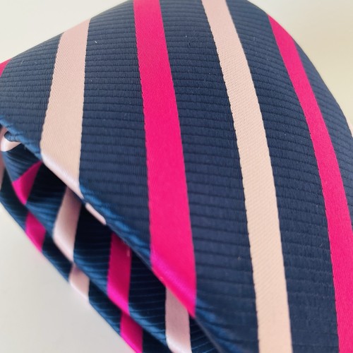 Men's Tie Silk Ties Mens Pink Navy Stripe Classic Neckwear Accessories Groom - Picture 5 of 10