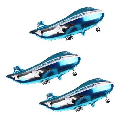 3Pcs Blue Large Airplane Helicopter Balloon Party Supplies (32.8x16.5Inch)