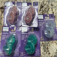 5 Packs AVENT SUPER SOOTHIE PACIFIERS Newborn 0-3 3-18 10 Pacies pink blue green