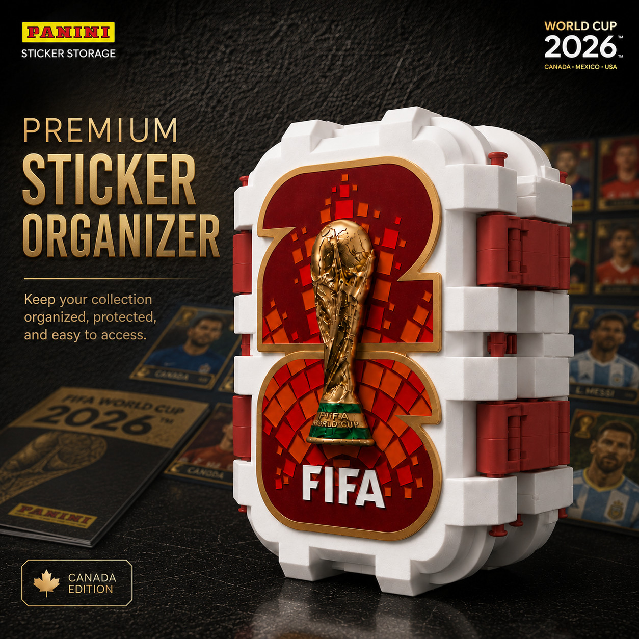 Limited Edition Canada FIFA Soccer Sticker Organizer Military Style Case Panini