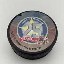 Norfolk Admirals Hockey Puck AHL 25th Anniversary Season Ticket Commemorative VA