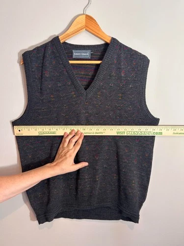 Kenneth Roberts Dark Gray V-Neck Knit Sweater Vest Colorful Speckled Pattern image 4