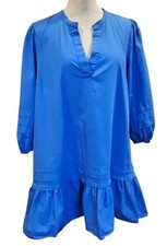 Clearance Plus Sz 3X SugarLips 3/4 Puff Sleeve Ruffle Mini Shift Dress Cobalt