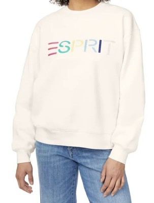 NWT Esprit Women's Logo (IVORY) Vintage Viral 80 s Crew Neck Size- L