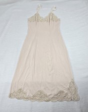 Vtg Shadowline Slip Chemise Nightgown Nylon Lace Trim Size 34 Tall Pink