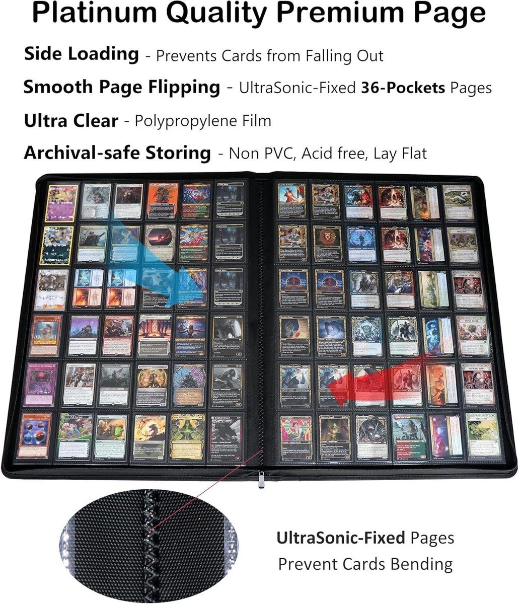 cards bending in binder Premium 2300 Pockets Card Binder, Large 36-Pocket 2000+ Ringless Trading  Card