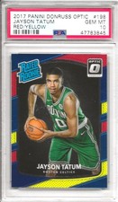 2017-18 Donruss Optic #198 Jayson Tatum Red/Yellow Prizm RC PSA 10 Rated Rookie