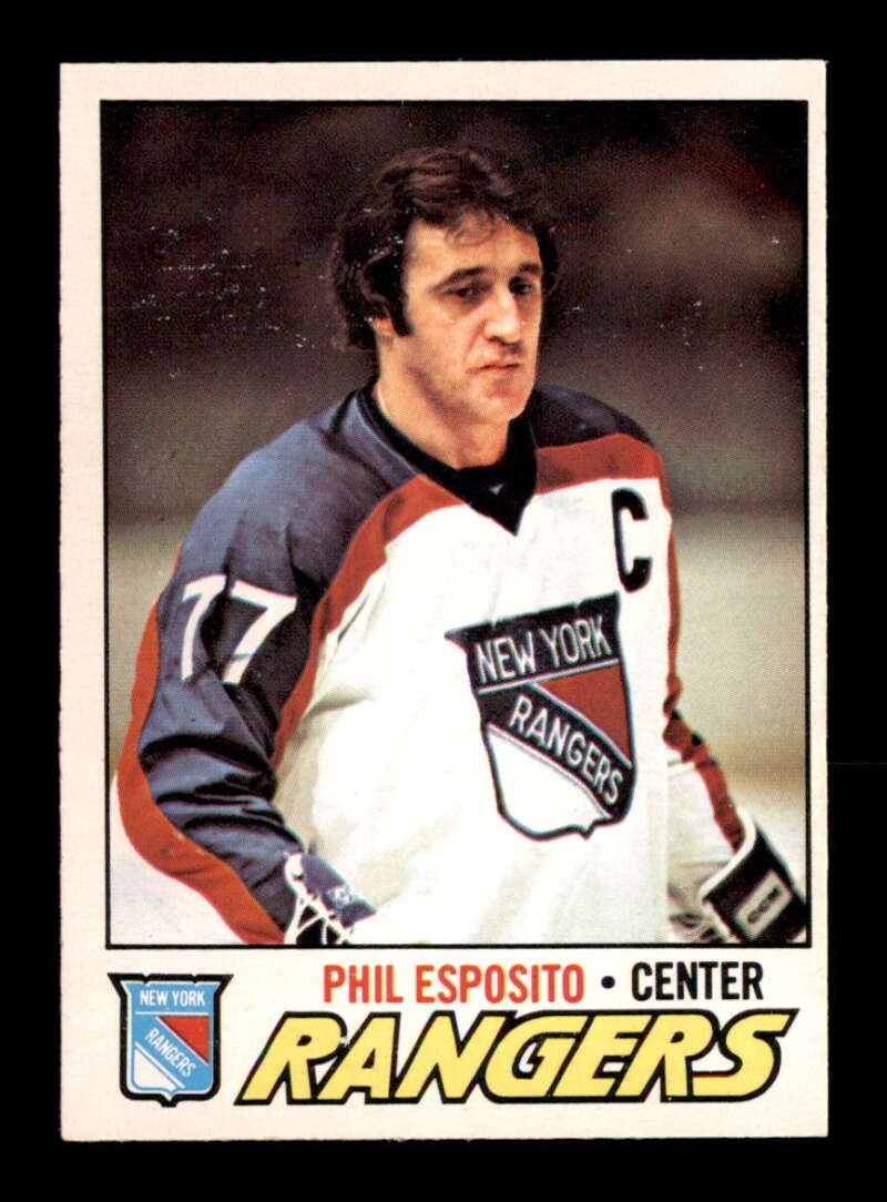 Phil Esposito #55 Hockey Cards 1977 O-Pee-Chee trading card — raw and PSA graded price guide
