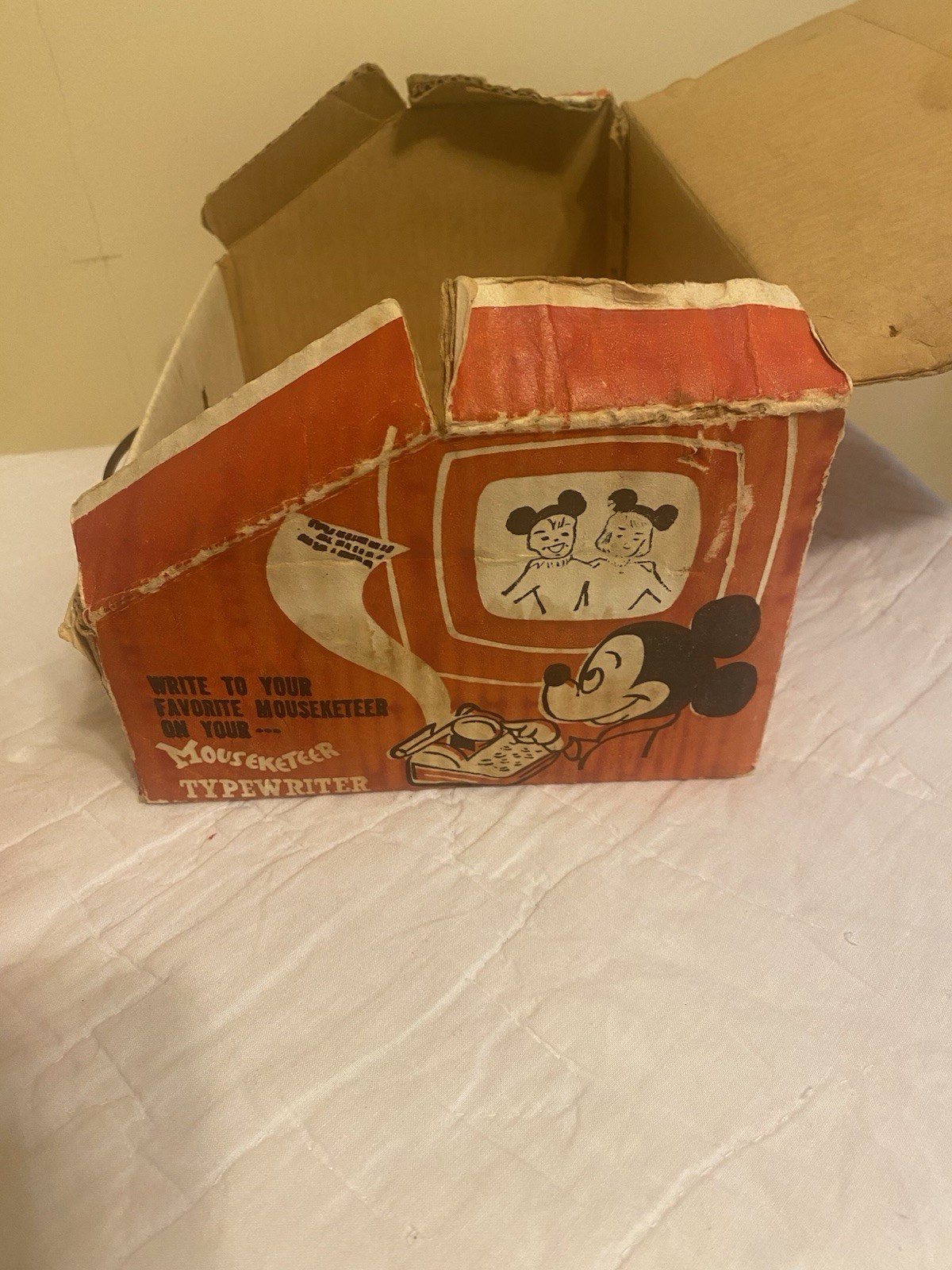 VINTAGE TIN MICKEY MOUSE FAN REPORTER FAN CLUB TYPEWRITER W BOX AND INSTRUCTIONS