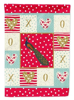 Caroline's Treasures Indian Peacock Peafowl Love Garden Flag CK5352GF